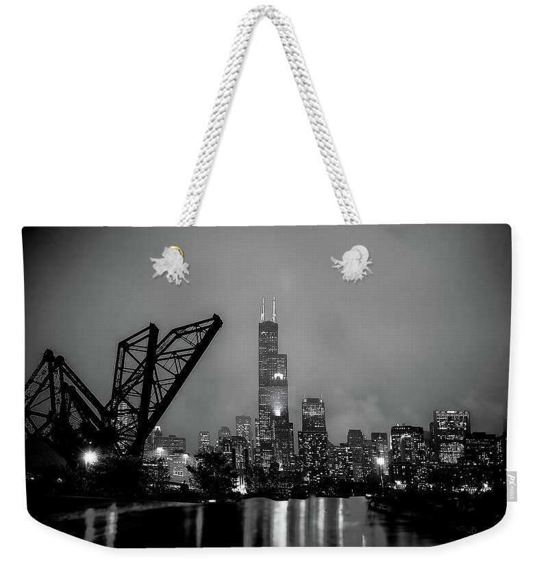 Chicago Weekender Tote Bag featuring the photograph Chicago at night by Jim Signorelli