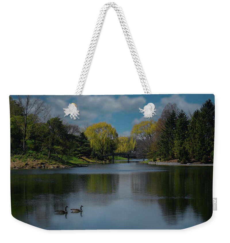 Chicago Botanic Garden Weekender Tote Bag featuring the photograph Chicago Botanic Gardens in Spring by Jim Signorelli