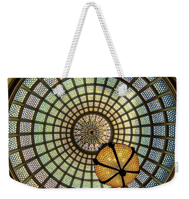 Art Weekender Tote Bag featuring the photograph Chicago Cultural Center Dome Square by David Levin