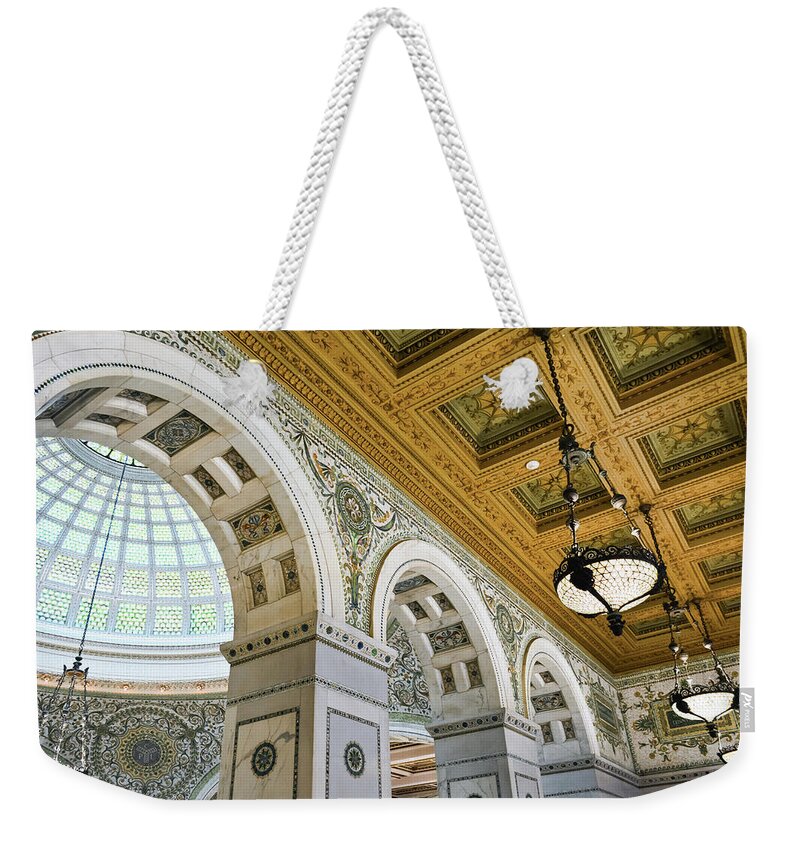 Chicago Weekender Tote Bag featuring the photograph Chicago Cultural Center Tiffany Dome by Kyle Hanson