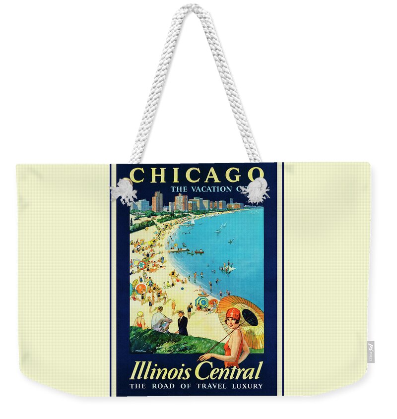 Chicago Weekender Tote Bag featuring the photograph Chicago Illinois Vintage Retro Travel Poster by Carol Japp