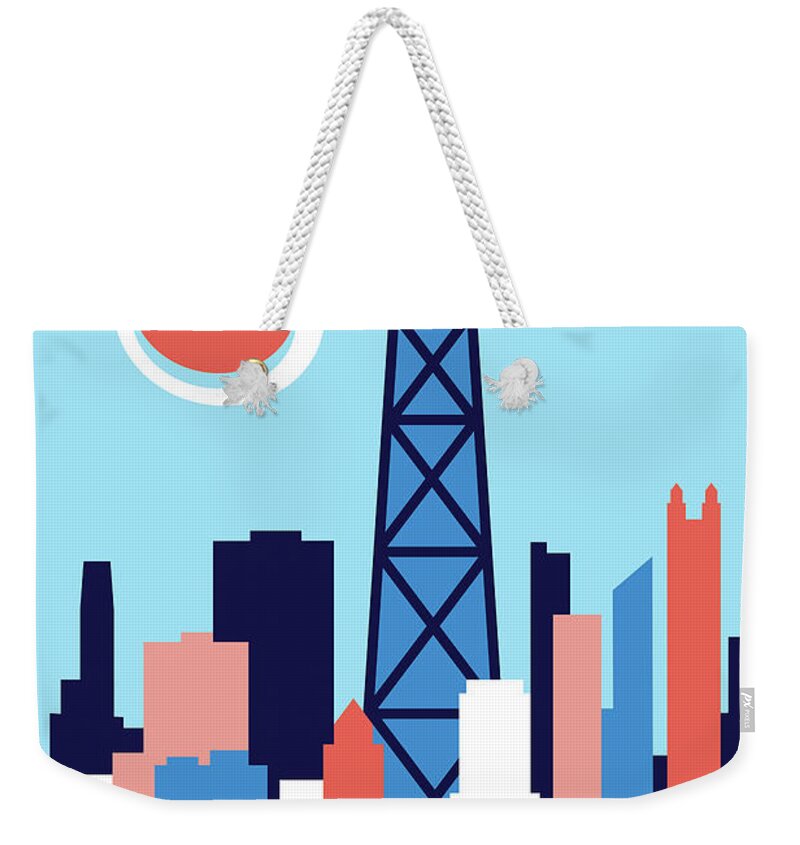 #faatoppicks Weekender Tote Bag featuring the digital art Chicago Poster - Minimalist Travel Poster by Jim Zahniser
