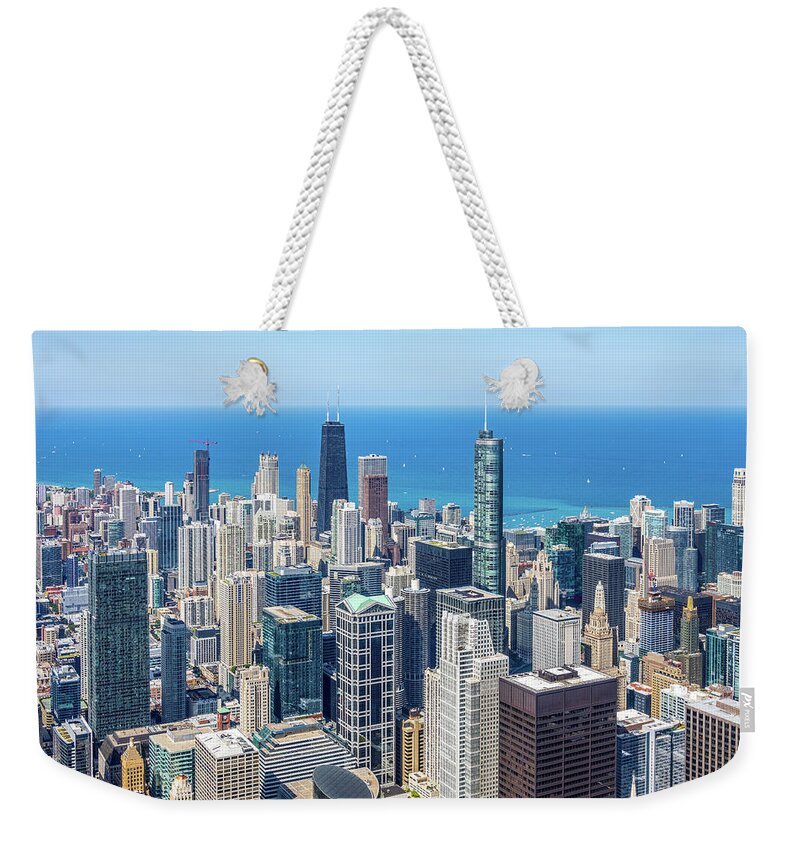 103rd Floor Weekender Tote Bag featuring the photograph Chicago Skydeck Downtown view by Joe Myeress