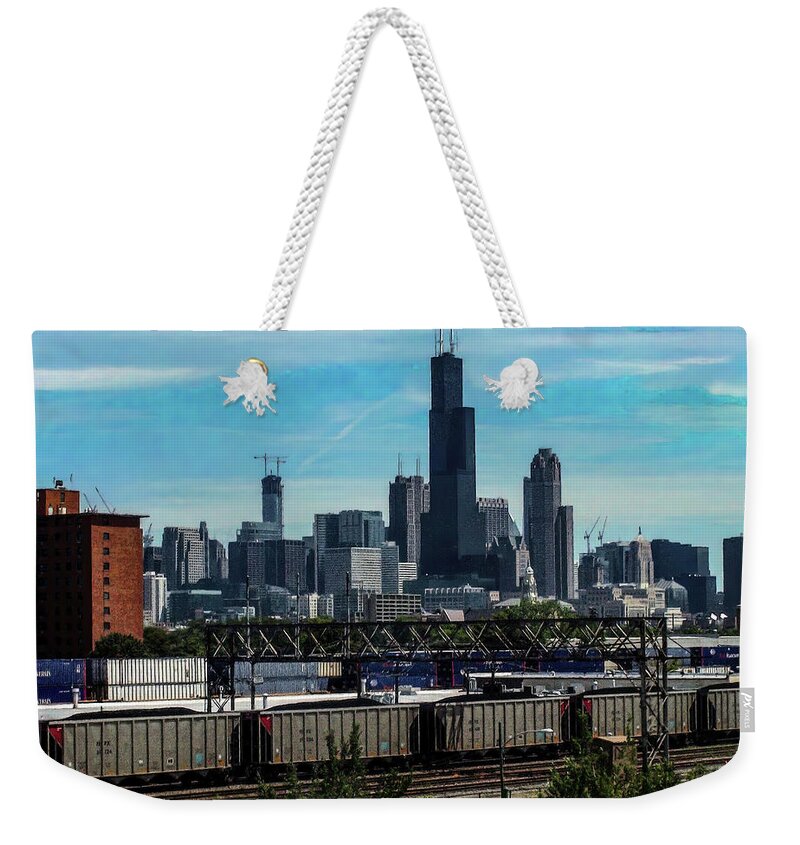 Chicago Weekender Tote Bag featuring the photograph Chicago Skyline by Flees Photos