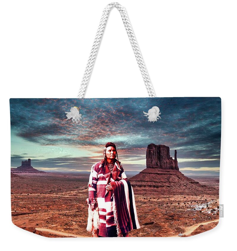 Chief Joseph Weekender Tote Bag featuring the digital art Chief Joseph by Norman Brule