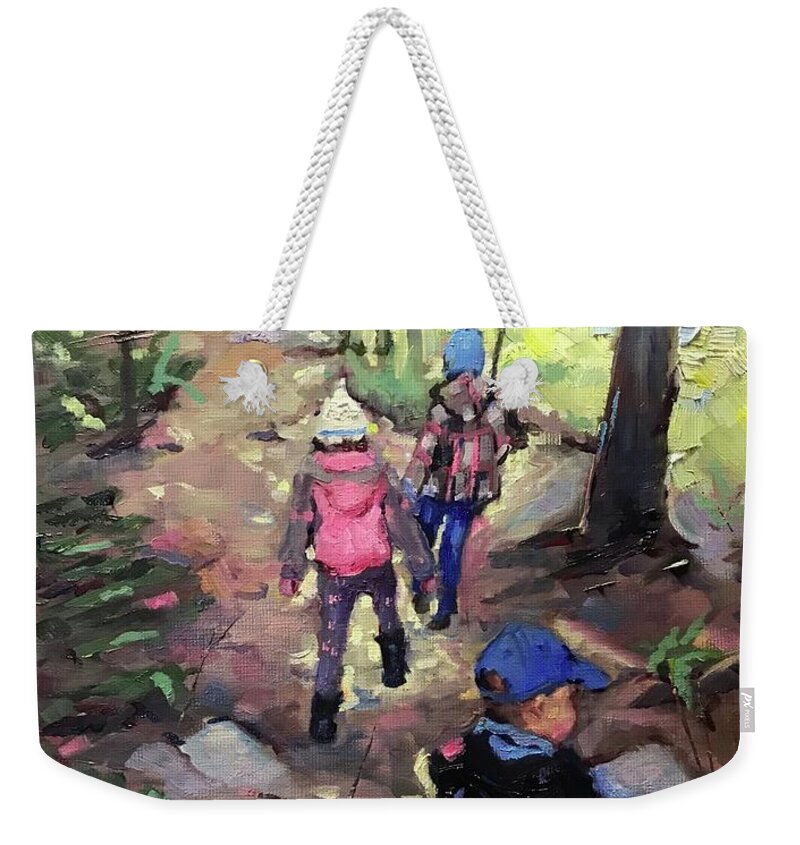 Children Weekender Tote Bag featuring the painting Autumn Treasures by Ashlee Trcka