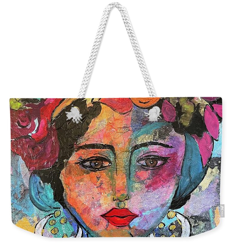 Mexican Woman Weekender Tote Bag featuring the painting Chiquita by Elaine Elliott