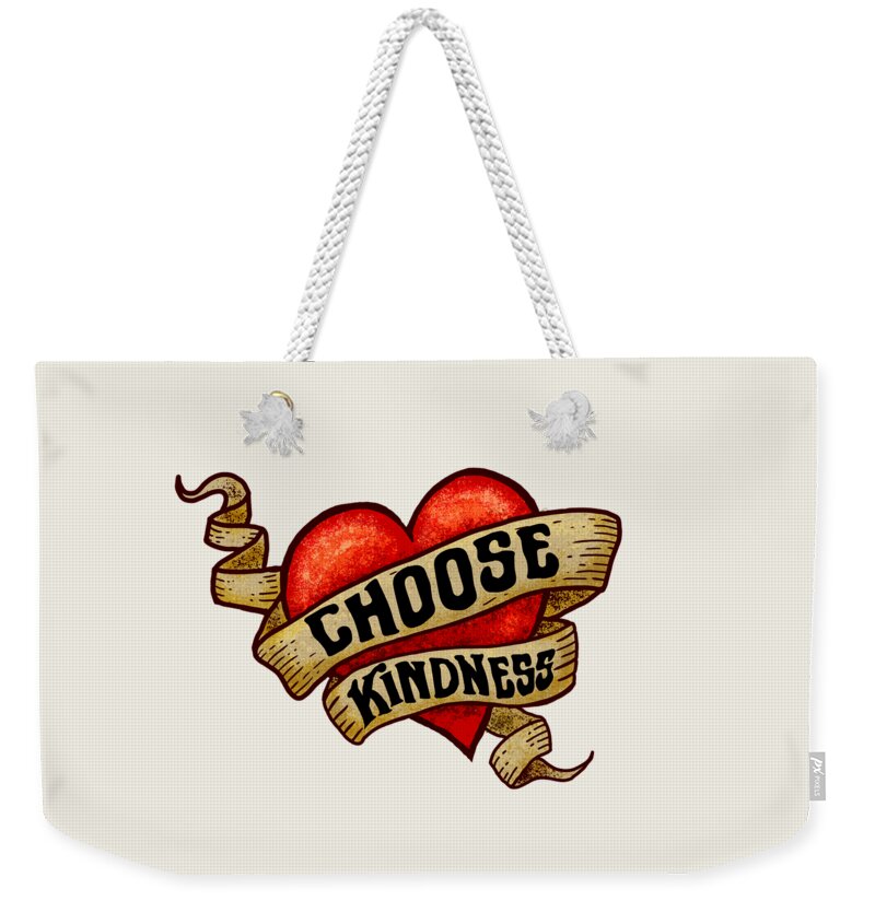 Choose Kindness Weekender Tote Bag featuring the digital art CHOOSE KINDNESS Heart Tattoo by Laura Ostrowski