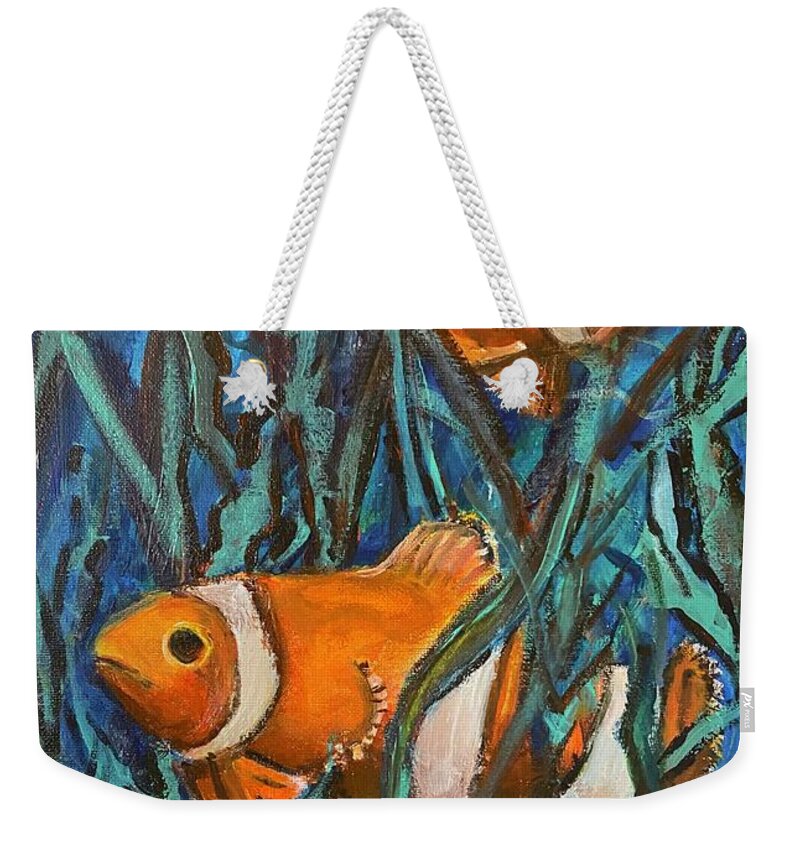 Fish Swim Water Choice Path Decisions Weekender Tote Bag featuring the painting Choosing Own Path by Kathy Bee