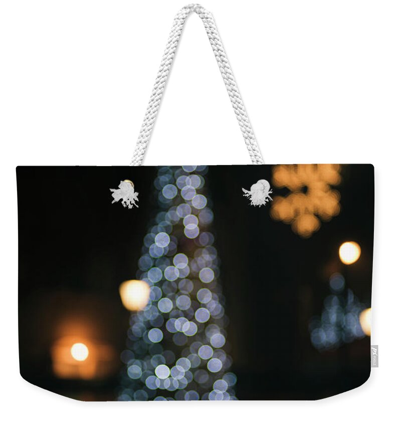 Christmas Weekender Tote Bag featuring the photograph Christmas Bokeh by Jelena Jovanovic
