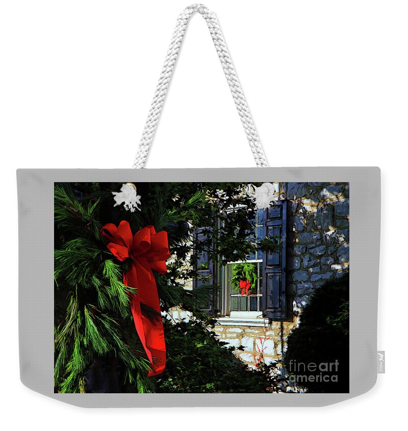 Christmas Weekender Tote Bag featuring the photograph Christmas Bows by Geoff Crego