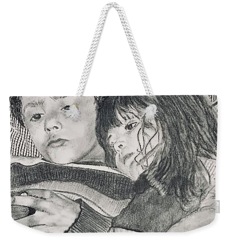 Two Toddler Weekender Tote Bag featuring the painting Christmas Eve by Juliette Becker