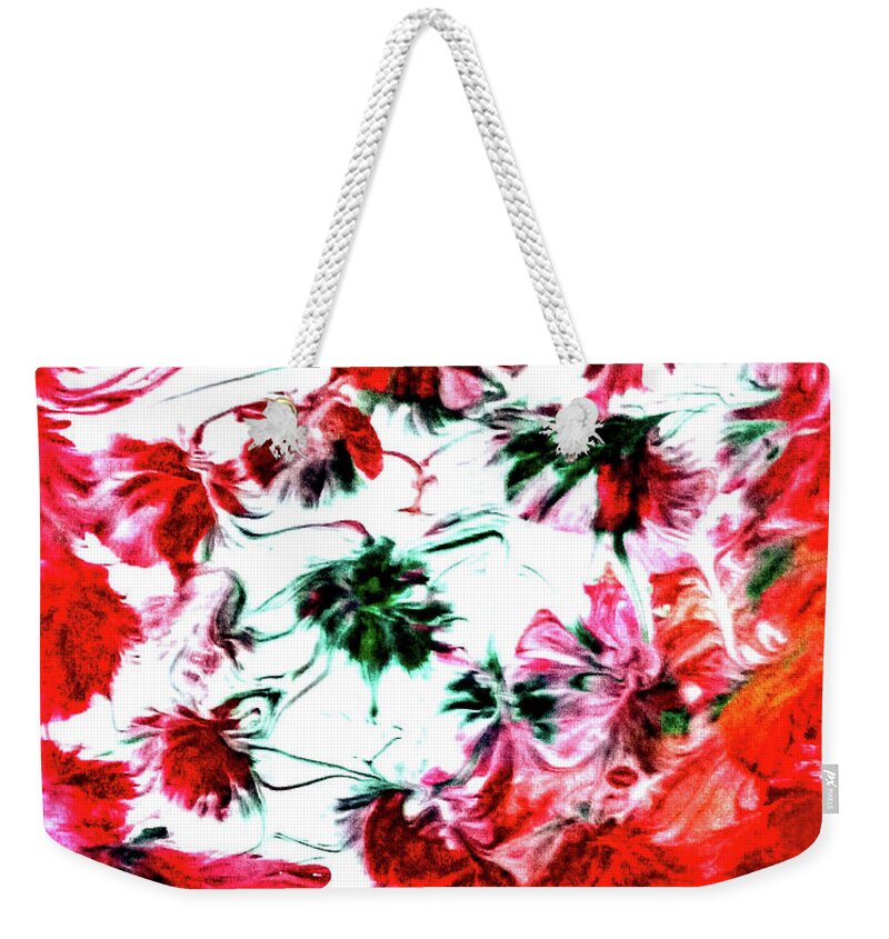 Christmas Weekender Tote Bag featuring the painting Christmas Floral by Anna Adams