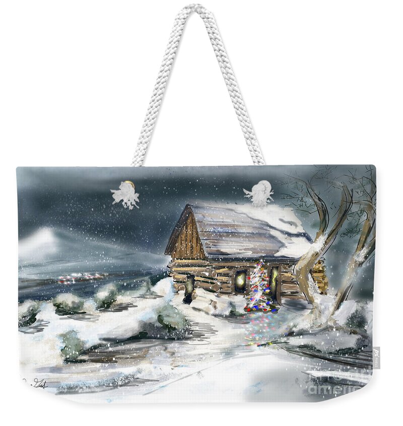 Log Cabin Weekender Tote Bag featuring the digital art Christmas Ghosts by Doug Gist