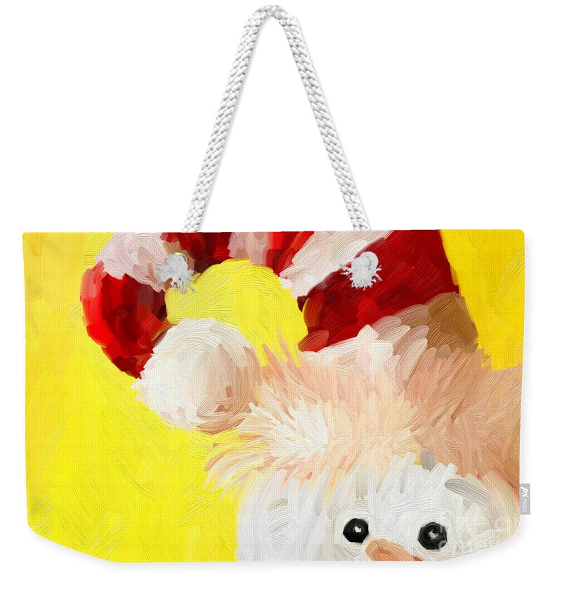 Christmas Ornament Candy Cane Hat On Snowman Weekender Tote Bag featuring the digital art Christmas Ornament Cane y Cade Hat on Snowman by Patricia Awapara