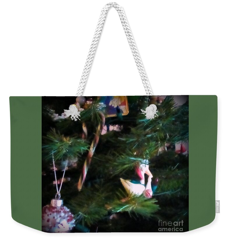 Holiday Weekender Tote Bag featuring the photograph Christmas Ornaments Square by Frank J Casella