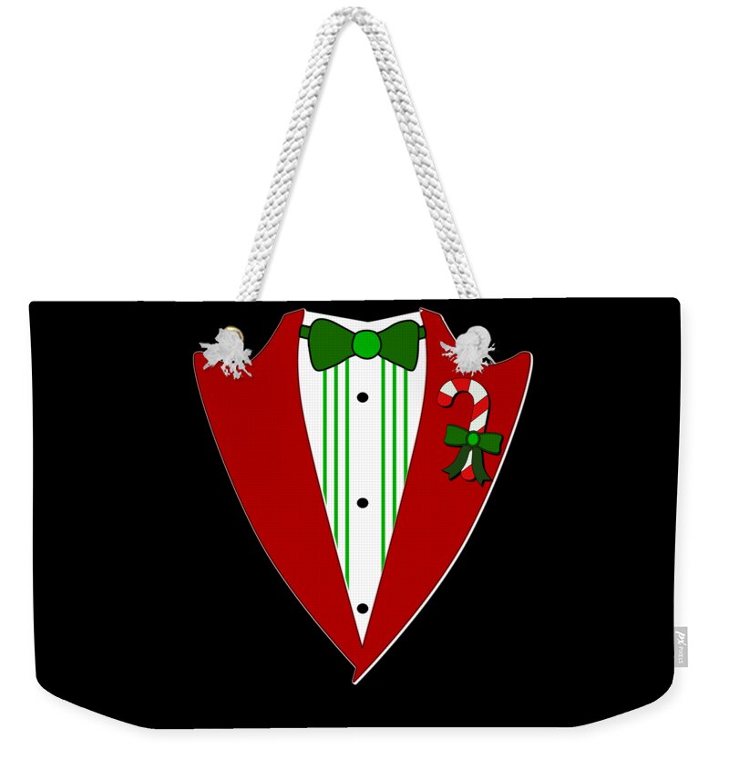 Christmas 2023 Weekender Tote Bag featuring the digital art Christmas Party Tuxedo by Flippin Sweet Gear