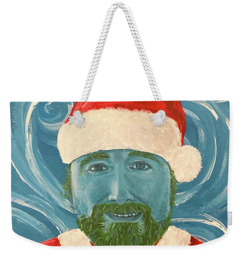  Weekender Tote Bag featuring the painting Christmas Self-Portrait 2021 by Michael Morgan