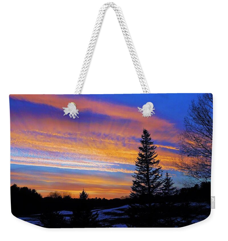- Christmas Sunset - Lee Nh Weekender Tote Bag featuring the photograph - Christmas Sunset - Lee NH by THERESA Nye