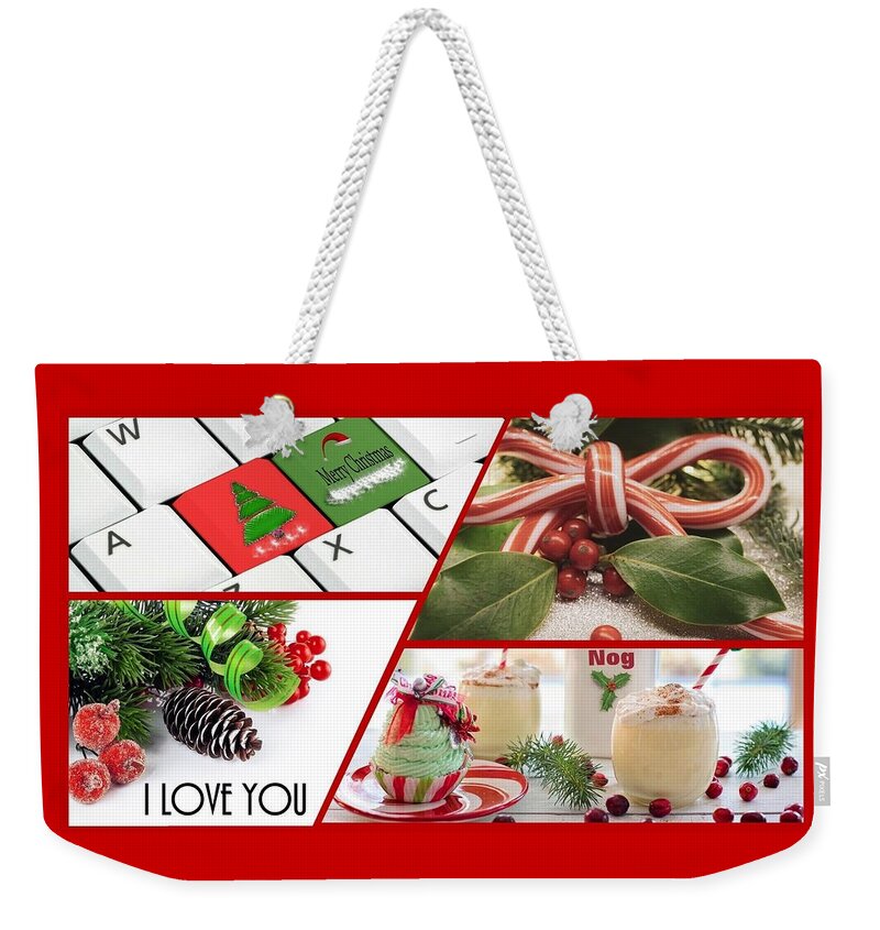 Love Weekender Tote Bag featuring the photograph Christmas Sweets I Love You by Nancy Ayanna Wyatt