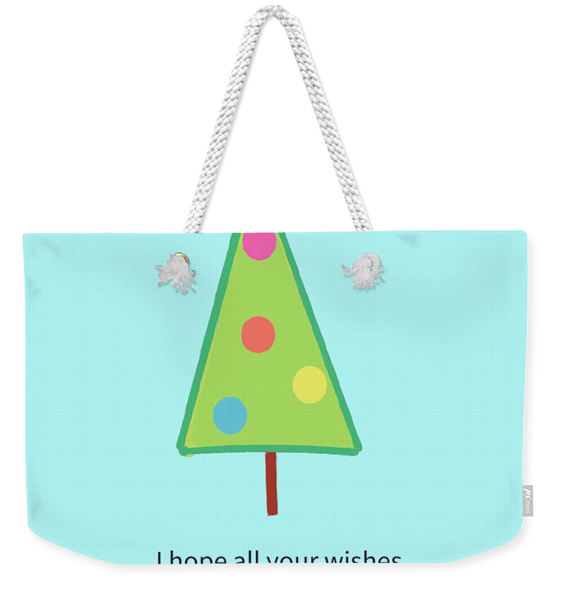 Holiday Weekender Tote Bag featuring the digital art merry Christmas tree by Ashley Rice