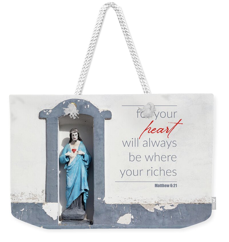 Catholic Weekender Tote Bag featuring the photograph Christ's heart by Viktor Wallon-Hars