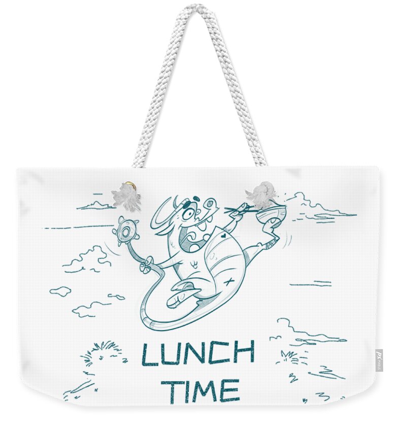 Chubby Dragon Gift For Him Her Lunch Time Funny Quote Cute Hand Drawing Fan  Weekender Tote Bag by Jeff Brassard - Pixels
