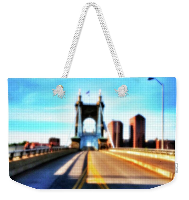 Weekender Tote Bag featuring the photograph Cincinnati Pinhole Bridge by Al Harden