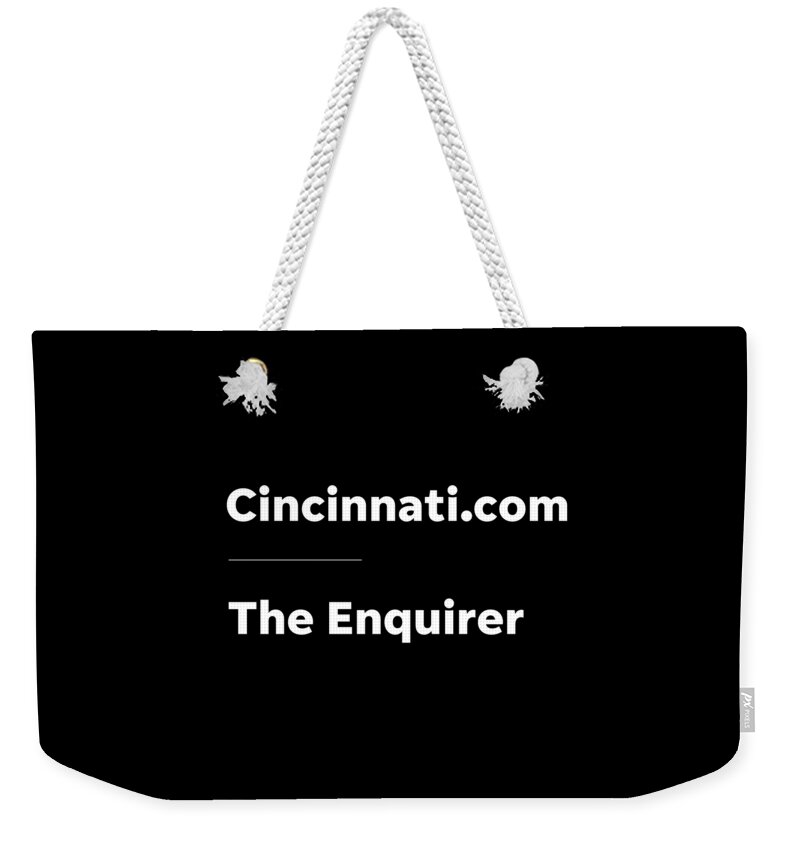 Cincinnati Weekender Tote Bag featuring the digital art Cincinnati.com The Enquirer White Logo by Gannett Co
