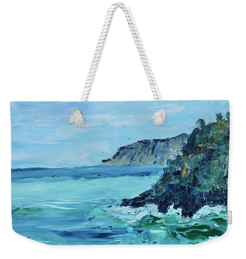 Seascape Weekender Tote Bag featuring the painting Cinque Terre 1 by Teresa Moerer