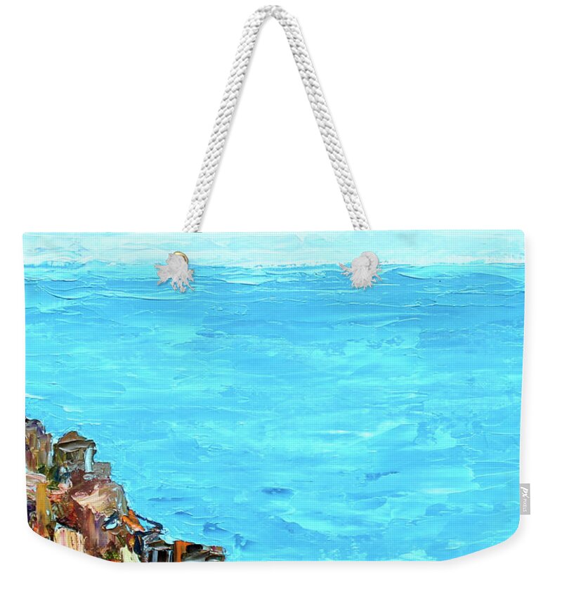 Landscape Weekender Tote Bag featuring the painting Cinque Terre 2 by Teresa Moerer