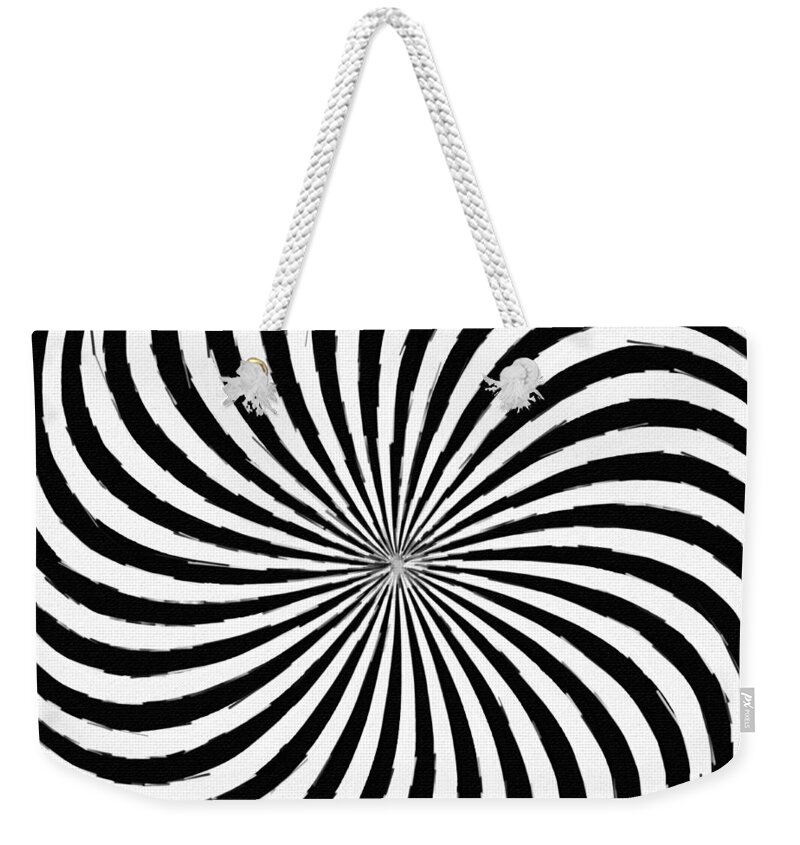 Black Cracked Background Weekender Tote Bag featuring the painting Circle Abstract Swirl Black White by Tony Rubino