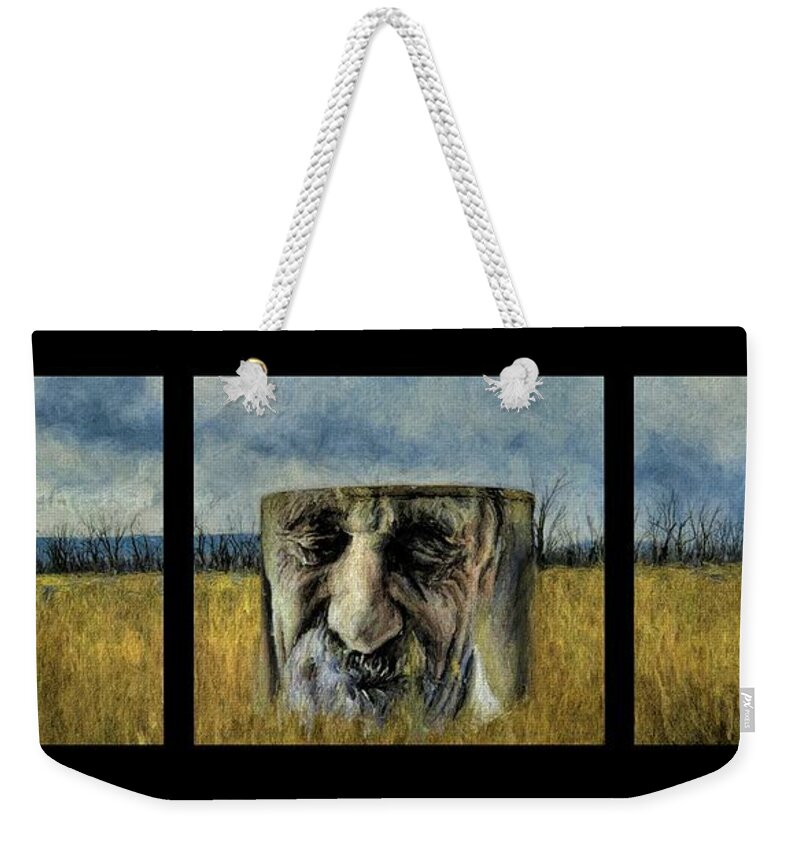 Face Weekender Tote Bag featuring the mixed media Circle of Life Winton Wetlands Water Tank by Joan Stratton