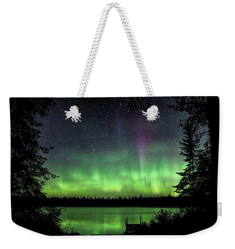 Aurora Borealis Weekender Tote Bag featuring the photograph Circle Of Northern Lights by Dale Kauzlaric