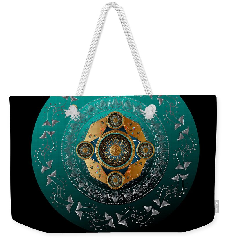 Mandala Weekender Tote Bag featuring the digital art Circumplexical No 3739 by Alan Bennington