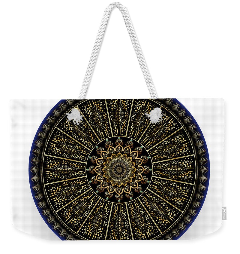 Abstract Graphic Mandala Weekender Tote Bag featuring the digital art Circumplexical No 4131 by Alan Bennington