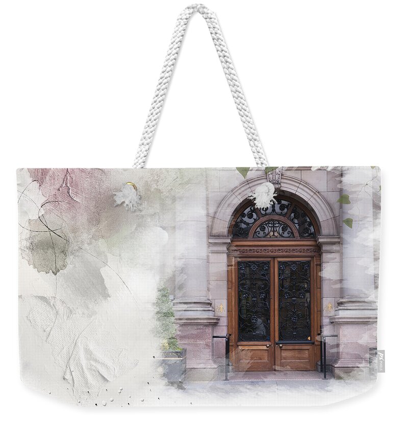 Door Weekender Tote Bag featuring the mixed media City Chambres by Moira Law