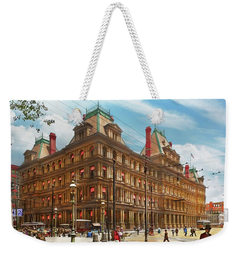 City Weekender Tote Bag featuring the photograph City - Cincinnati, OH - The Federal Building 1901 by Mike Savad