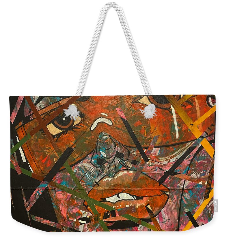 Abstract Expressionism Weekender Tote Bag featuring the painting City Gurl by Julius Hannah
