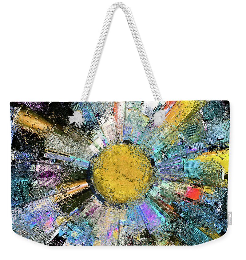 Sun Weekender Tote Bag featuring the digital art City In The Sun by Phil Perkins