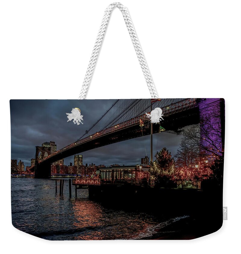 New York City Weekender Tote Bag featuring the photograph City Lights by Regina Muscarella