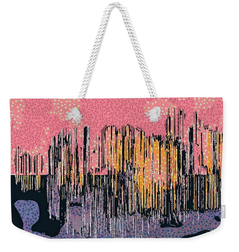 Abstract Weekender Tote Bag featuring the digital art City Skyline And Reflection In Water Abstract by Philip Preston