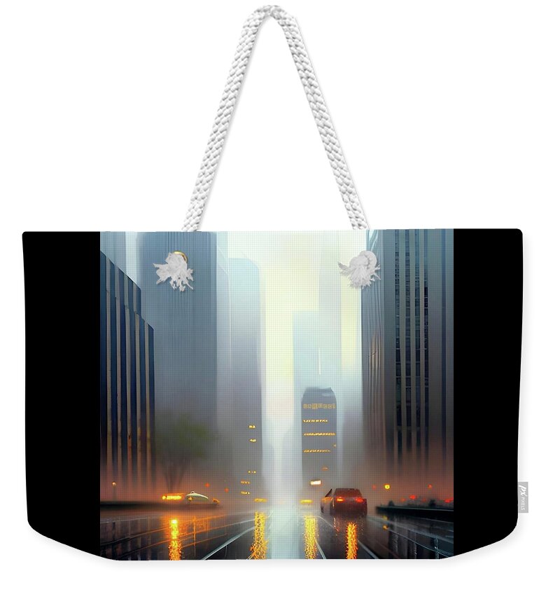 City Weekender Tote Bag featuring the digital art Cityscapes 40 by Fred Larucci
