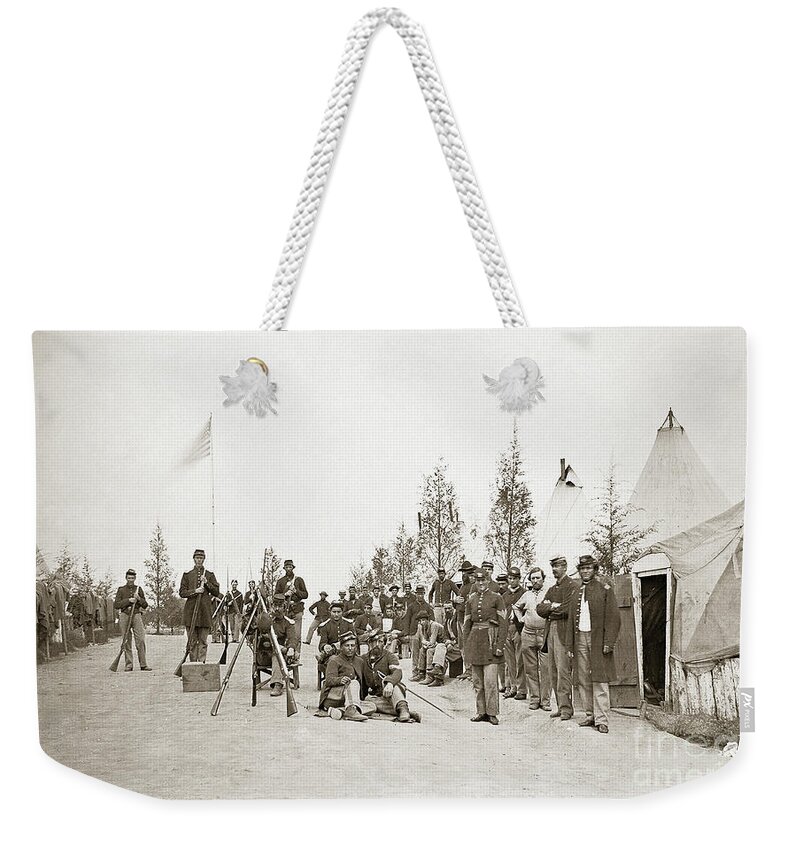 1861 Weekender Tote Bag featuring the photograph Civil War Union Soldiers, c1861 by Granger