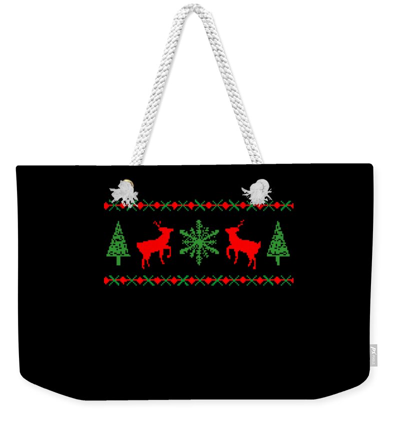 Christmas 2023 Weekender Tote Bag featuring the digital art Classic Ugly Christmas Sweater by Flippin Sweet Gear