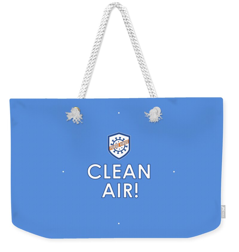 Clean Air Weekender Tote Bag featuring the digital art CLEAN AIR Purge Virus by Charlie Szoradi