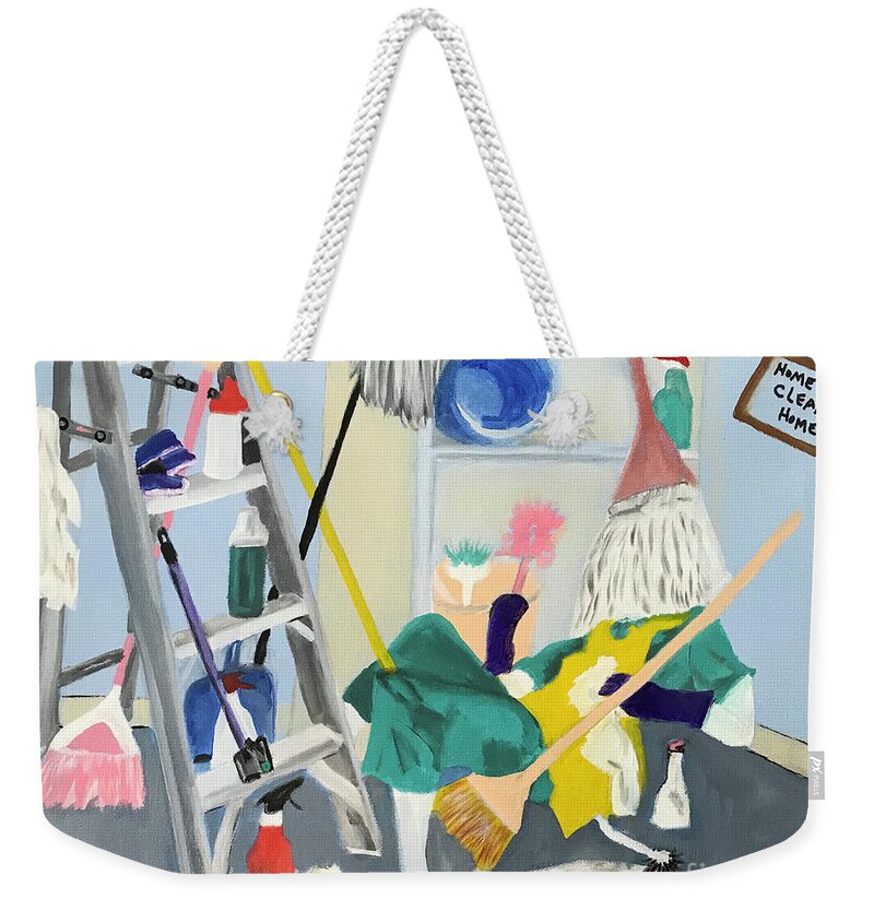 Cleaning Day During Covid Weekender Tote Bag featuring the painting Cleaning Day by Theresa Honeycheck