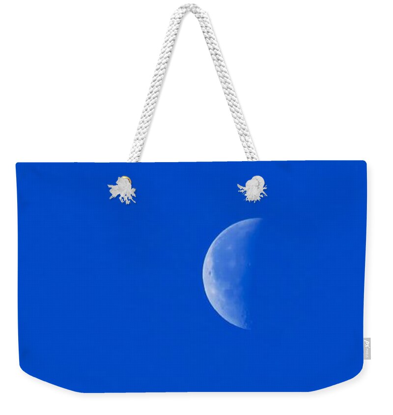 Wild Weekender Tote Bag featuring the photograph Clear Half Moon in Aquarius by Judy Kennedy