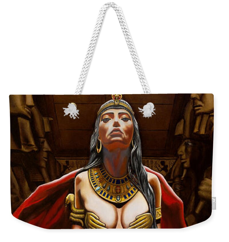 Cleopatra Weekender Tote Bag featuring the painting Cleopatra, Queen by Ken Kvamme
