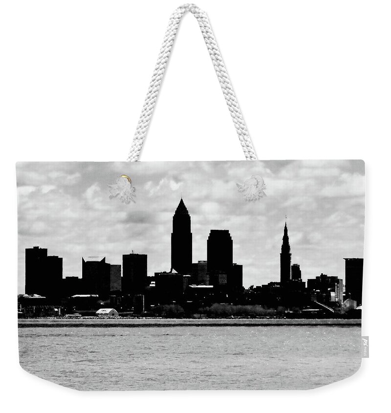 Downtown Weekender Tote Bag featuring the photograph Cleveland Downtown Skyline 2 by Gary Olsen-Hasek